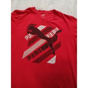 Puma Mens Red Graphic Logo T-Shirt Size L